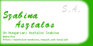 szabina asztalos business card